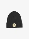Michael Kors Ribbed Wool Beanie In Black