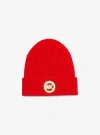Michael Kors Ribbed Wool Beanie In Red