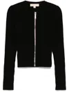 Shop Michael Kors Ribbed Zip Cardigan In Schwarz