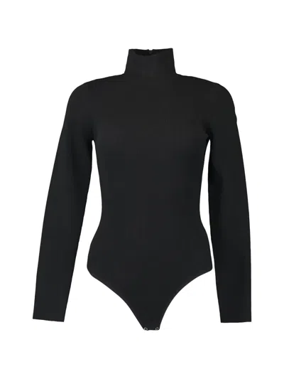 Michael Kors Ribbed-knit Turtleneck Bodysuit In Black