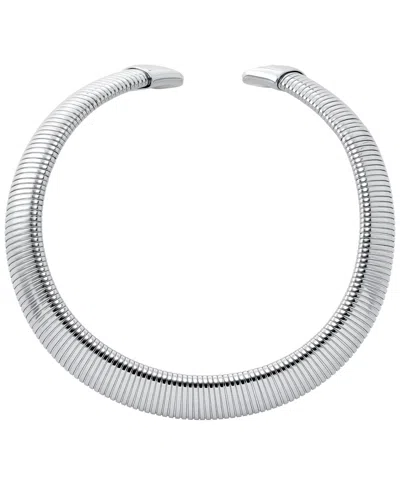 Michael Kors Ribbon Flex Collar Necklace In Silver