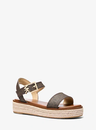 Michael Kors Richie Signature Logo Platform Espadrille Sandal In Brown