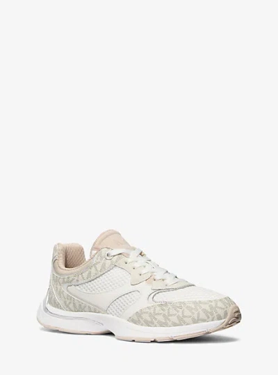 Michael Kors Riley Mixed-media Trainer In Natural