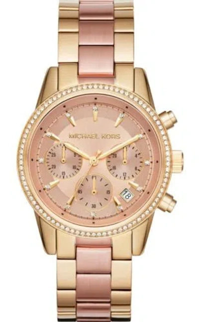 Pre-owned Michael Kors Ritz Mk6307 37mm Stainless Steel Case With Rose Gold, Brand