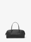 Michael Kors Roberta Hand-stitched Pebbled Leather Satchel In Black