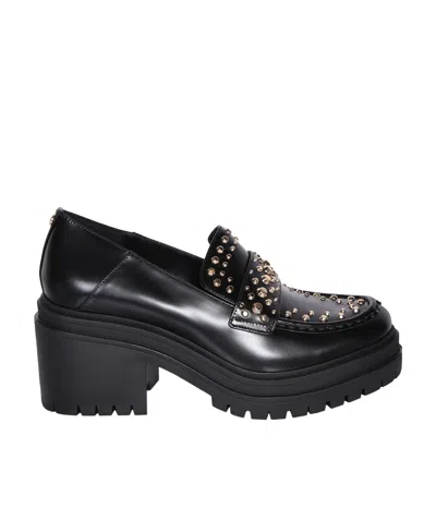 Michael Kors Rocco Astor Stud-embellished Leather Loafers In Black