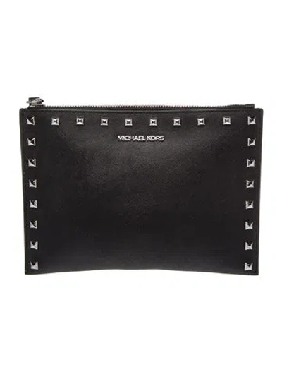 Pre-owned Michael Kors Rockstud Portfolio In Black