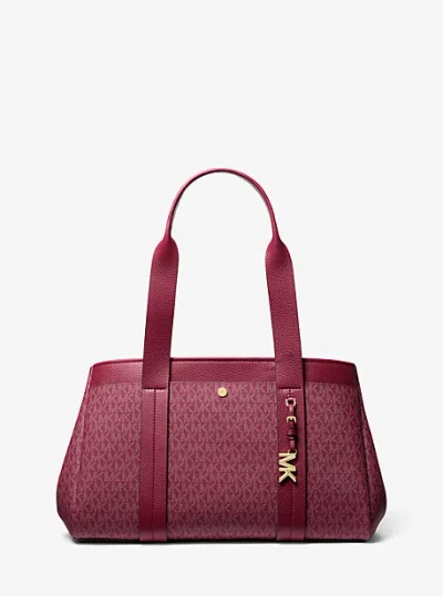 Michael Kors Romee Large Signature Logo And Leather Tote Bag