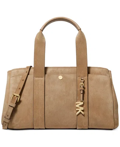 Michael Kors Romee Medium Leather East West Satchel In Brown