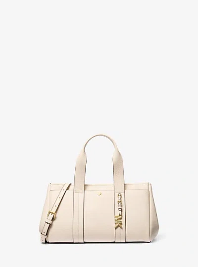 Michael Kors Romee Small Pebbled Leather Satchel In Natural