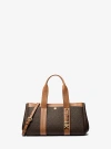 Michael Kors Romee Small Signature Logo Satchel In Brown