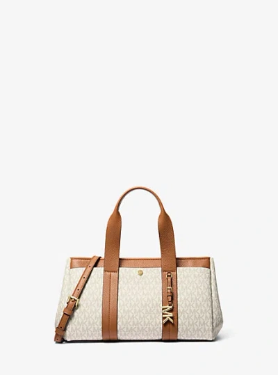 Michael Kors Romee Small Signature Logo Satchel In Natural