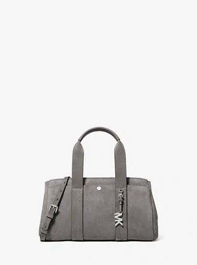Michael Kors Romee Small Suede Satchel In Gray