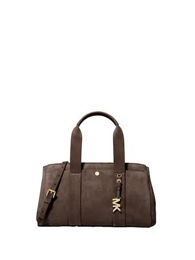 Michael Kors Romee Small Suede Satchel With Glossy Mk Logo