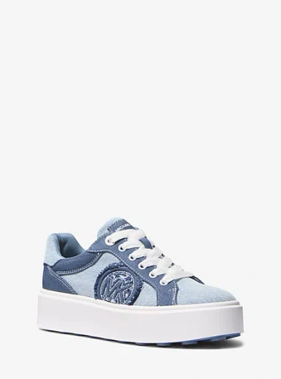 Michael Kors Romey Denim Platform Sneaker In Blue