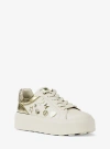 Michael Kors Romey Embellished Mixed-media Platform Sneaker In Gold