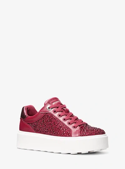 Michael Kors Romey Embellished Platform Sneaker In Red