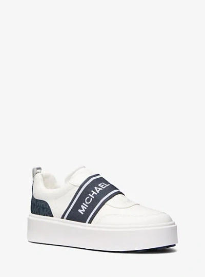 Michael Kors Romey Logo Tape Slip-on Platform Sneaker In Blue