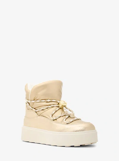 Michael Kors Romey Metallic Lace-up Boot In Gold