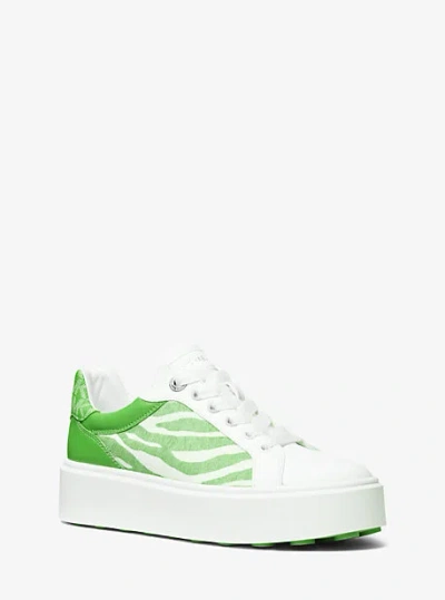 Michael Kors Romey Mixed-media Platform Sneaker In Green