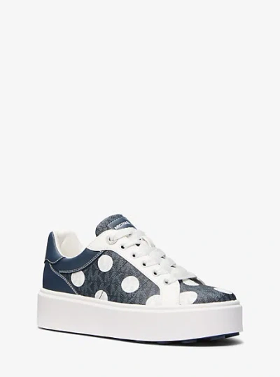 Michael Kors Romey Polka Dot Signature Logo Platform Sneaker In Blue