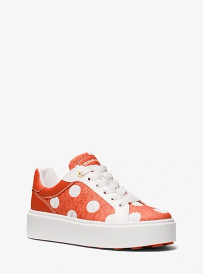 Michael Kors Romey Polka Dot Signature Logo Platform Sneaker In Red