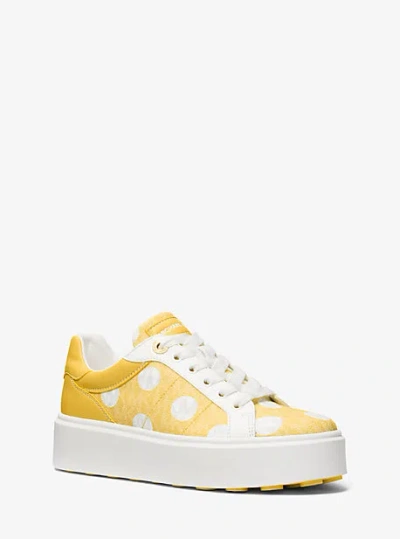 Michael Kors Romey Polka Dot Signature Logo Platform Sneaker In Yellow