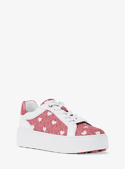 Michael Kors Romey Printed Signature Logo Platform Sneaker In Pink