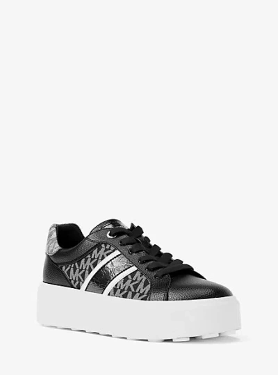 Michael Kors Romey Signature Logo Stripe Platform Sneaker In Black