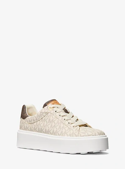 Michael Kors Romey Two-tone Logo Platform Sneaker In Natural