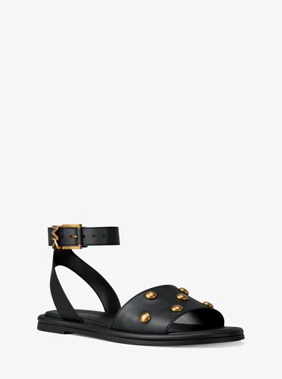 Michael Kors Rosetta Studded Leather Sandal In Black