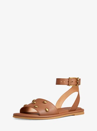 Michael Kors Rosetta Studded Leather Sandal In Brown