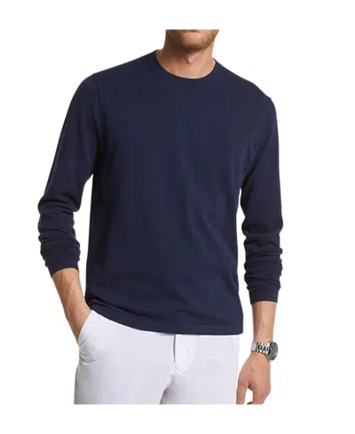 Michael Kors Round Collar Long Sleeve Sweater In Blue