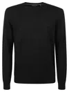 Michael Kors Wool Crew Neck Sweater With Ribbed Trim In Black