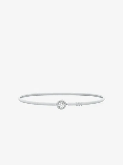 Michael Kors Round Stone Bangle In Silver