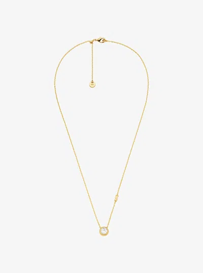 Michael Kors Round Stone Pendant Necklace In Gold