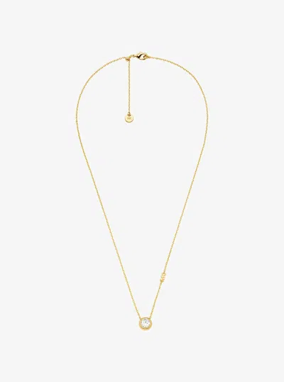 Michael Kors Crystal-pendant Curb-chain Necklace In White