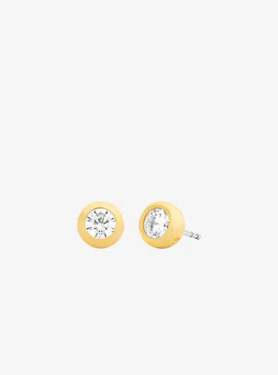 Michael Kors Round Stone Stud Earrings In Gold