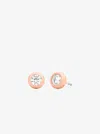 Michael Kors Round Stone Stud Earrings In White