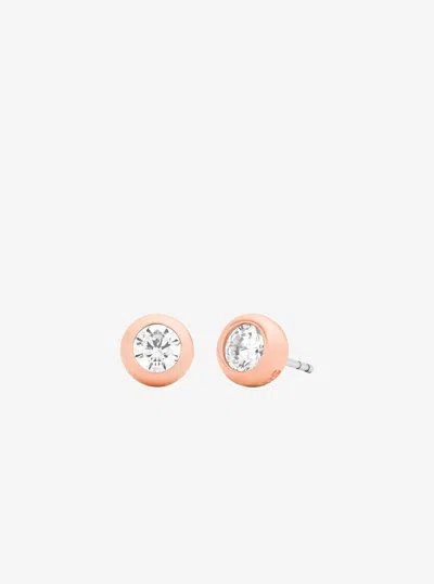 Michael Kors Round Stone Stud Earrings In White