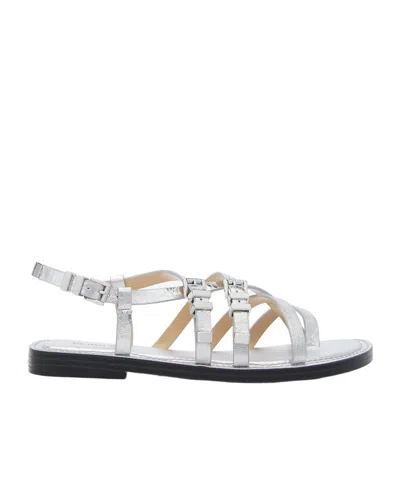 Michael Kors Round Toe Flat Sandals In White