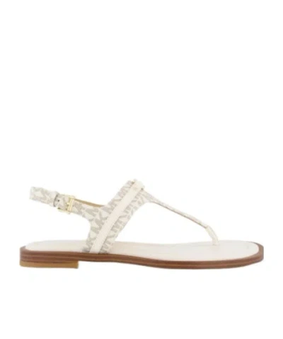 Michael Kors Round Toe Flat Sandals In Vanilla,cream