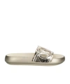 Michael Kors Round Toe Flat Slippers In Metallic