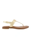 Michael Kors Mandy Metallic Leather T-strap Sandal In Brown