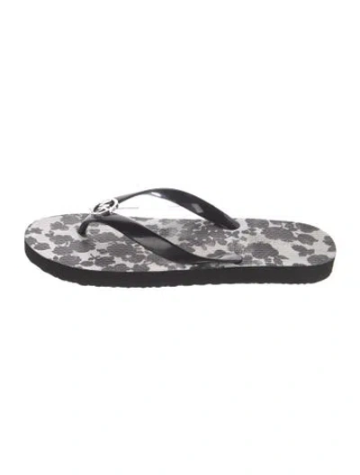 Pre-owned Michael Kors Rubber Floral Print Flip Flops In Black