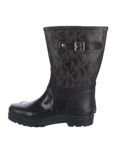 Pre-owned Michael Kors Rubber Graphic Print Rain Boots In Blue