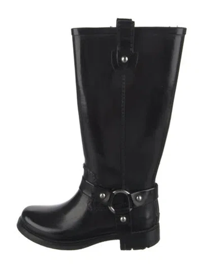 Pre-owned Michael Kors Rubber Moto Boots In Black