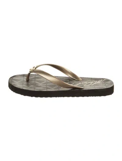 Pre-owned Michael Kors Rubber Patterned Flip Flops In Brown