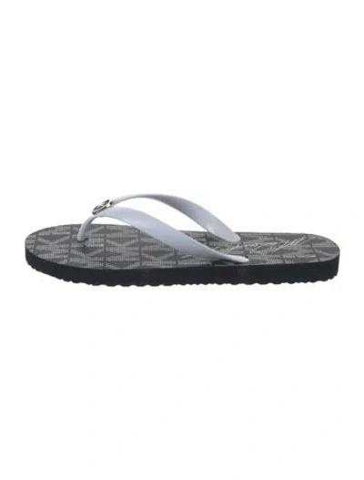 Pre-owned Michael Kors Rubber Printed Flip Flops In Silver