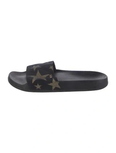 Pre-owned Michael Kors Rubber Printed Slides In Black